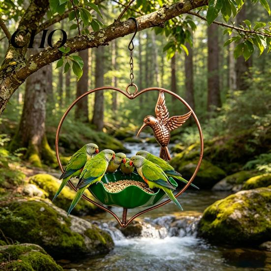 Hanging Bird Feeder Outside Hummingbird Feeder, Weather-proof Metal Butterfly Bath, Feeding Bowl for Outdoor Garden Patio Yard