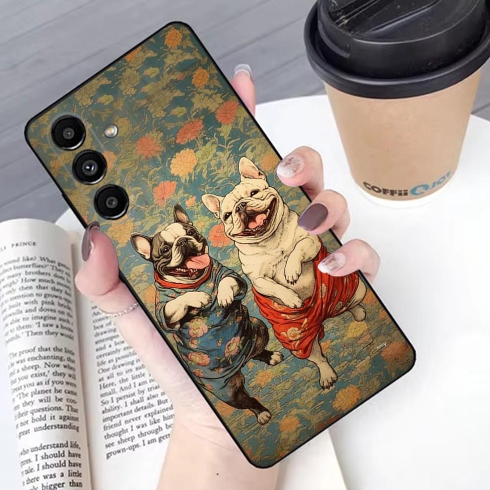 French Bulldog Phone Case For Samsung S 25,24,21,22,23,30,20,Ultra,Plus,Fe,Lite,Note,10,9,5G Black Soft