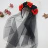 Black Halloween Headband Gothic Cosplay Headdress Funny Rose Skull Hair Band  Girl