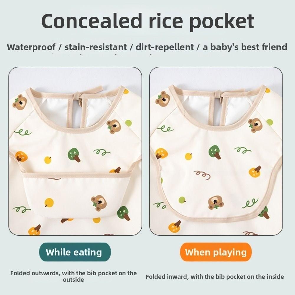 Waterproof Baby Long Sleeve Apron Feeding Blouse Toddler Bibs New Children Feeding Bib