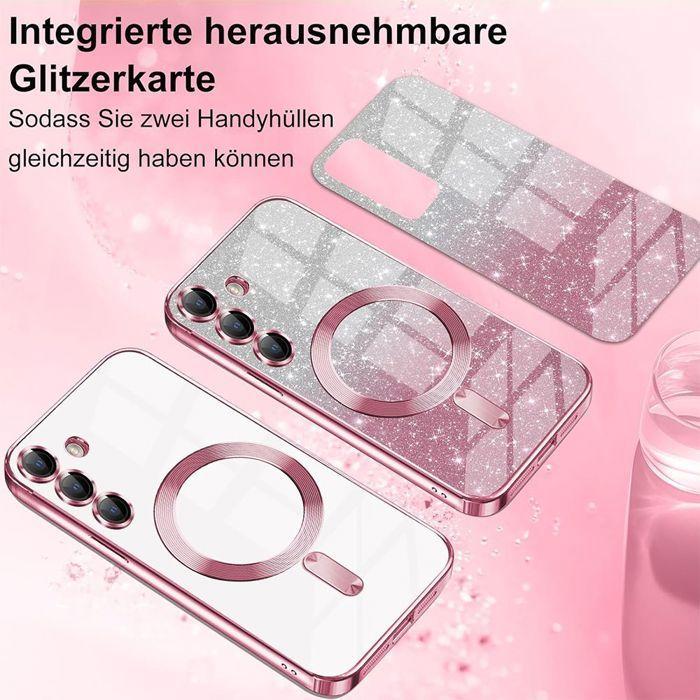 Coque pour Samsung Galaxy S26, Protection à Paillettes Silicone avec Cercle Magnétique - Rose