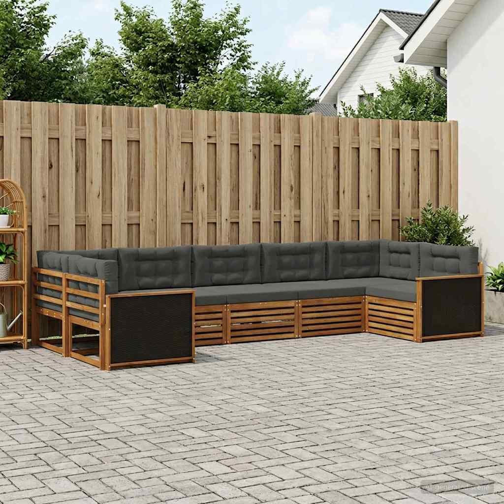 Outdoor Sofa Set with Cushions 7 pcs Natural and Anthracite