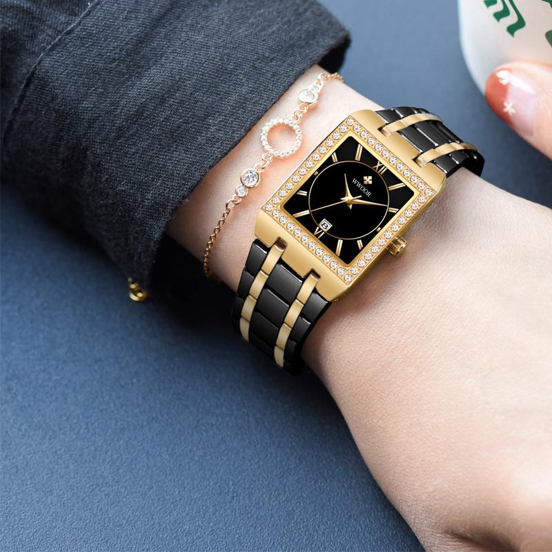 WWOOR Quartz Watch For Women Stainless Steel Top Brand Luxury Women's Bracelet Watches Female Clock Waterproof Date Wristwatch