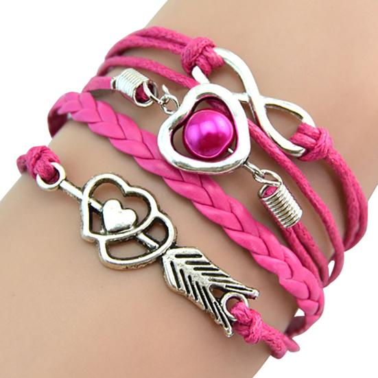 Плетеный браслет для вечеринки, подарок, многослойные браслеты, винтажный браслет с элегантным узором в виде стрелы Купидона