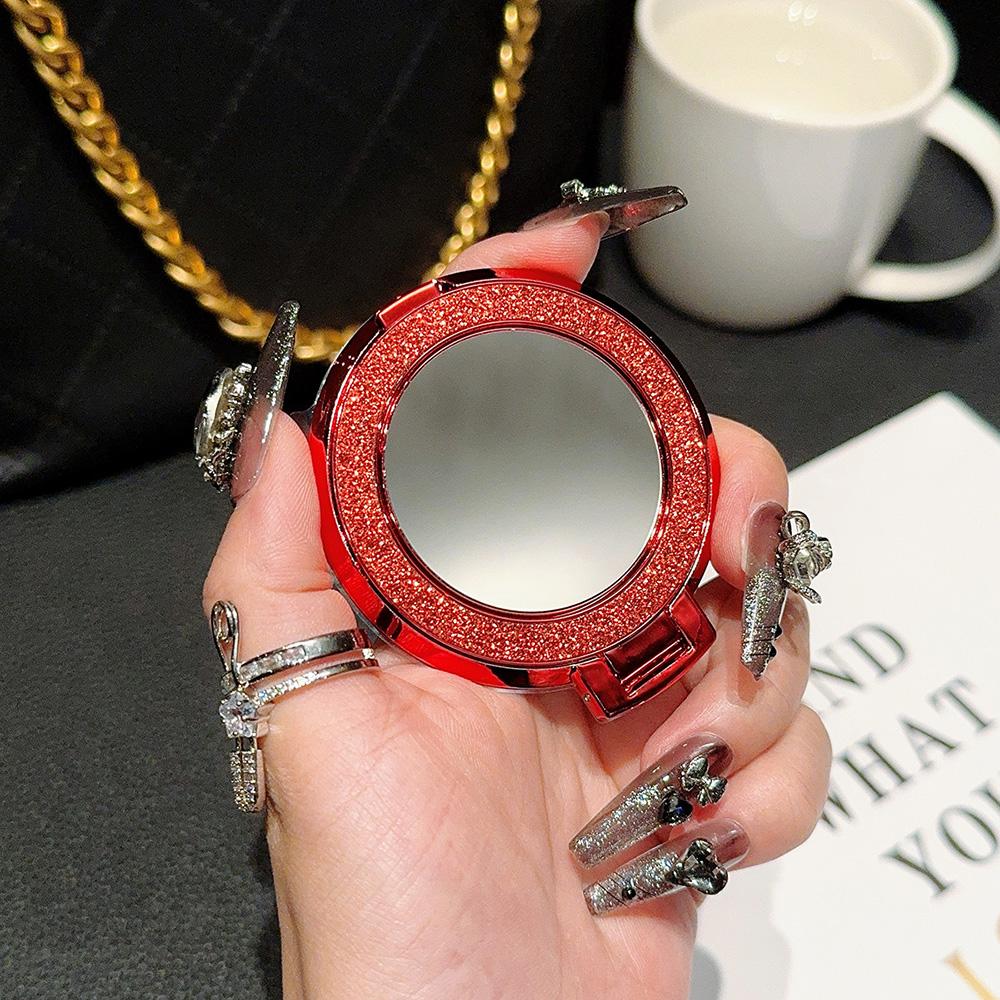 Гальванический блестящий магнитный держатель для мобильного телефона складной держатель для кольца на палец с пряжкой на липкой основе подставка для макияжа зеркало