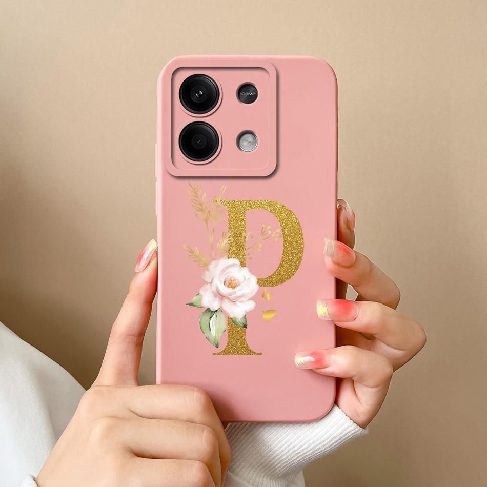 Чехол для телефона для Redmi Note 13 Pro 4G 5G, элегантный с буквой, мягкий жидкий силикон, защита по всему корпусу для Redmi Note13 13Pro, Fundas
