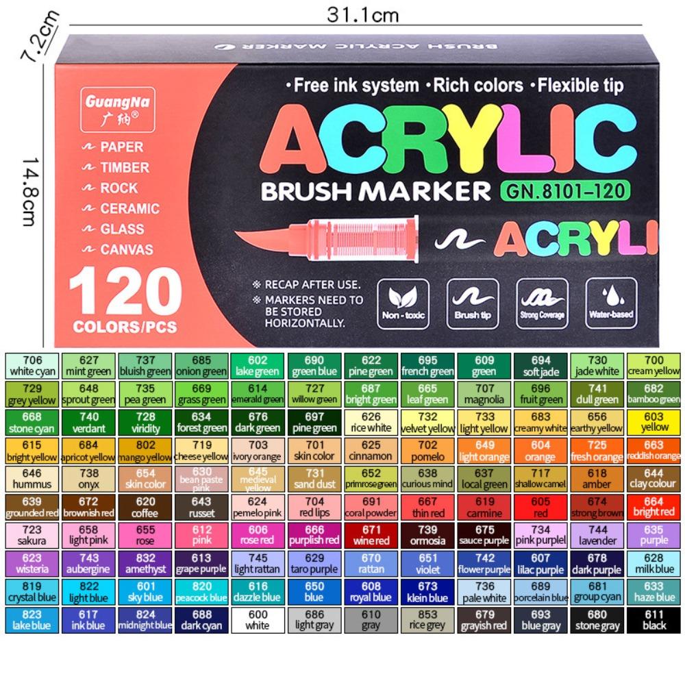 12/24/36/48/60/72/100/120 Colors Markers Brush Christmas Gift Tip Paint Markers Wood Canvas