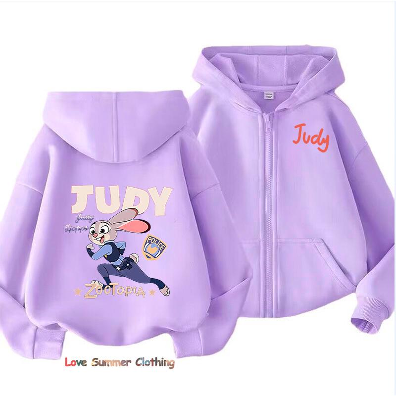Zootopia Zip Up Hoodies for Kids Judy Nick Hooded Sweatshirt Boys Pullovers Cartoon Girls Hoodie Sportswear New Year Gift