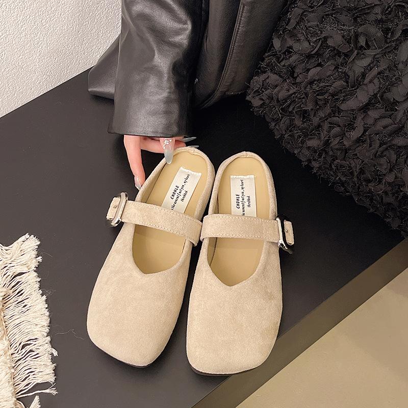 Fashion 2025 Spring Retro Single Shoes Comfortable Rubber Bottom Ladies Sandals Wider Toe Box Ballerina Slippers Style