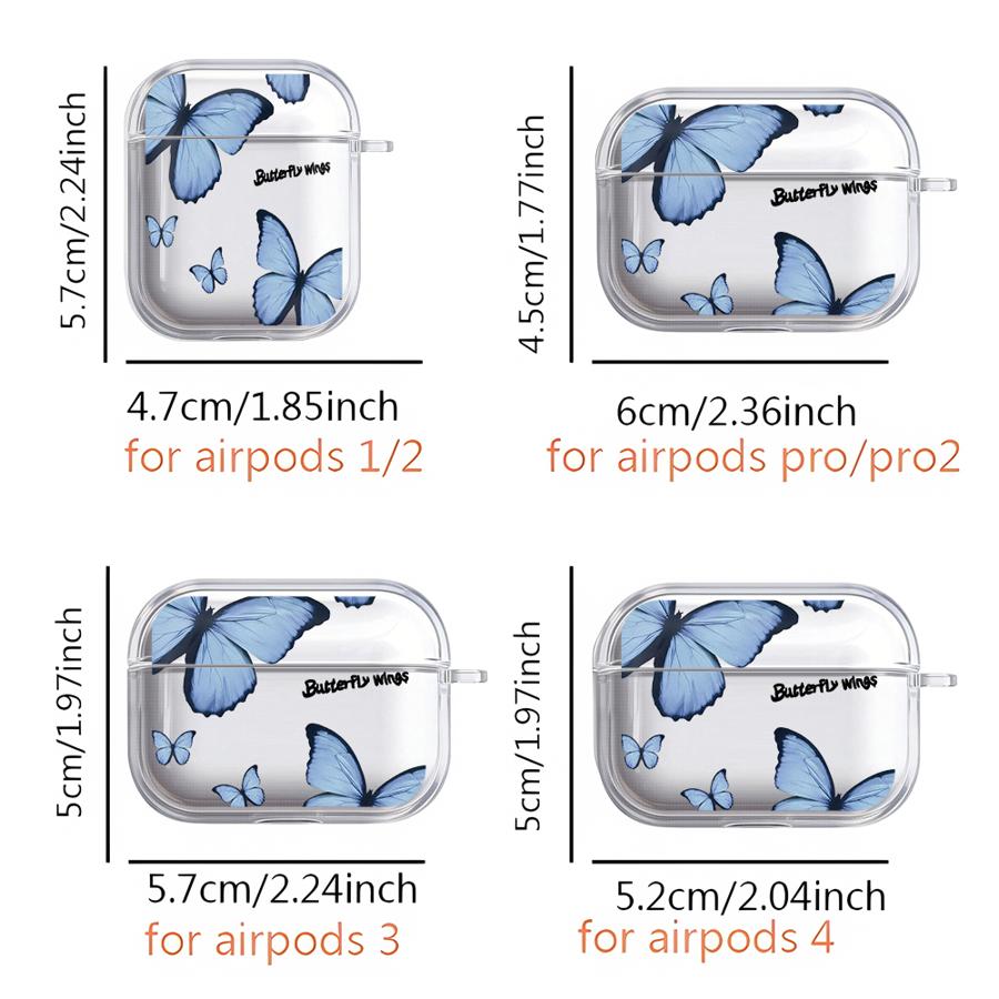 Чехол для Airpods Pro2 4 Pro3 1 Pro 2 3 Прозрачные Чехлы для Наушников Обложка Красный Синий Бабочка