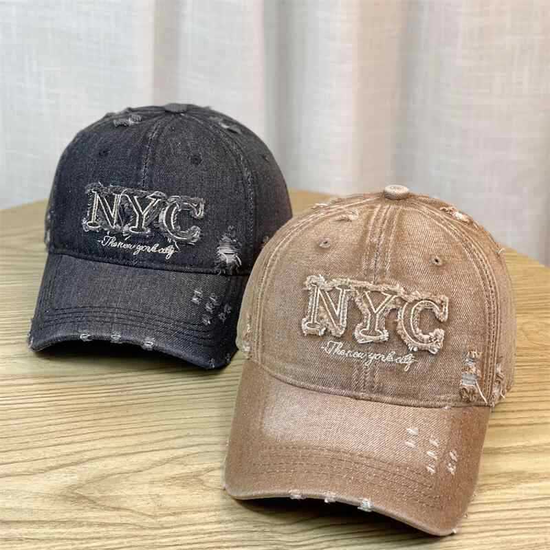 Fashion Hat American retro washed old ripped baseball cap women spring and summer casual versatile letter embroidery cap men tide