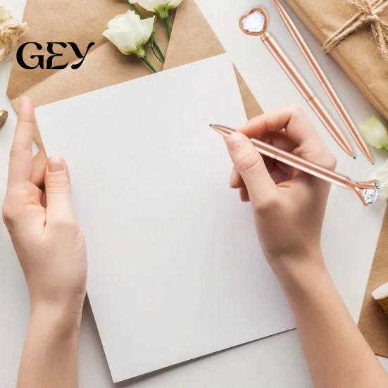 Fashionable Office School Supply 5PCS Metal Diamond Ballpoint Pens, with Sparkling Rhinestone Decor, Sturdy Pocket Clip Pen Smooth Press Mechanism