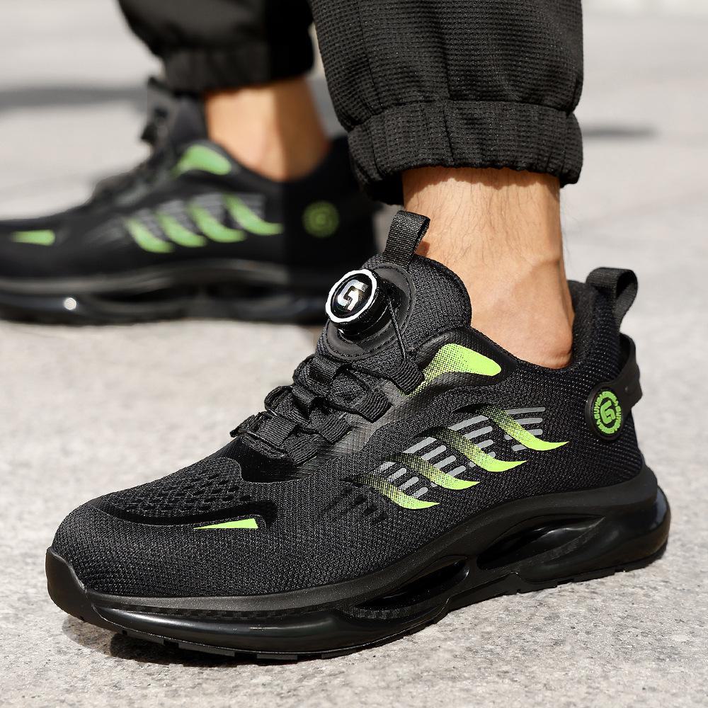 Мужские легкие защитные ботинки со стальным носком — защита от ударов и проколов, вращающаяся пряжка для осенне-зимних строительных работ