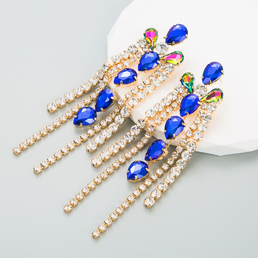 Женские серьги-капли, индивидуальные преувеличенные многослойные серьги с геометрическими стеклянными кристаллами и кисточками