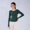 Женский топ для йоги с длинным рукавом и петлями для пальцев - С разрезом на спине - Одежда для бега и фитнеса
