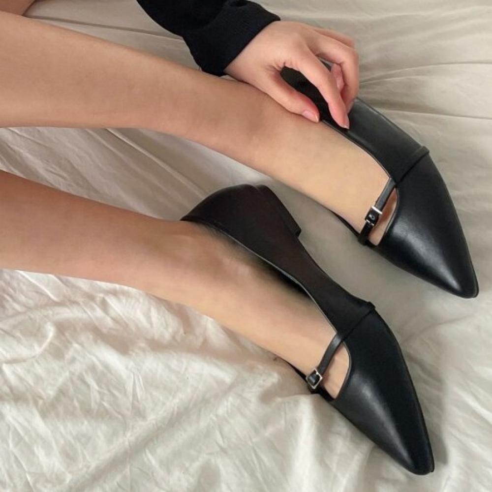 New Arrivals Open Run Metallic Flat Shoes Pointed Toe Ballerina Buckle Silver