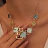 Geometric Necklace Bracelet Earrings Vintage Square Bracelet Vintage Colored Necklace  Party