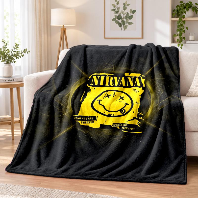 Теплый и уютный фланелевый плед с принтом Nirvana, покрывало для кровати, для домашнего декора