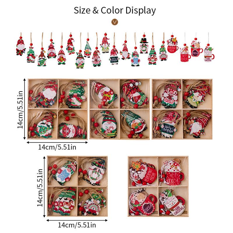 12Pcs Christmas Decoration New Year Gift Gnomes Pendants 2025 Christmas For Xmas Tree Wooden Hanging Ornaments