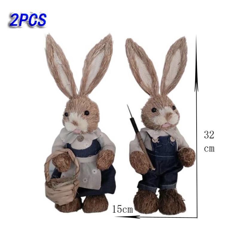 32cm Easter Rabbit Props Home Living Room Decoration Ornaments Simulation Rabbit Easter Grass Fur Rabbit