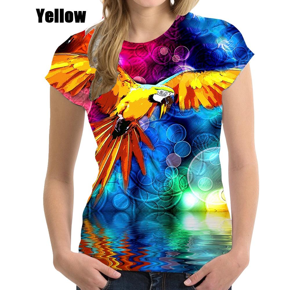 Женская повседневная футболка с забавным попугаем и 3D-принтом, уличная одежда в стиле Харадзюку, футболки с коротким рукавом в стиле хип-хоп, верхняя рубашка