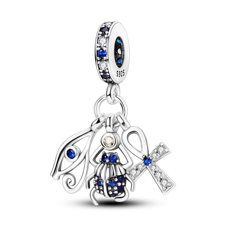 Cross Charms Fit Fashion Original Bracelets 925 Silver Pave Zircon Bible Bead Religion Holy Angel Safety Chain Charm DIY Jewelry
