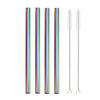 4 шт. разноцветных 12 мм многоразовых металлических трубочек Boba с 2 кисточками 304 нержавеющая сталь трубочки набор для бара питьевая изогнутая трубочка для Bubble Tea