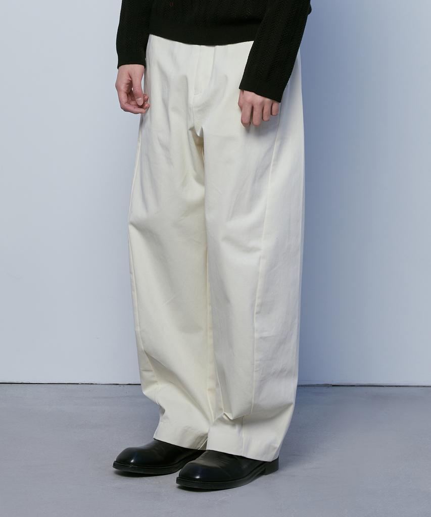 KNITTED Cotton Wide Cut Pants Ivory