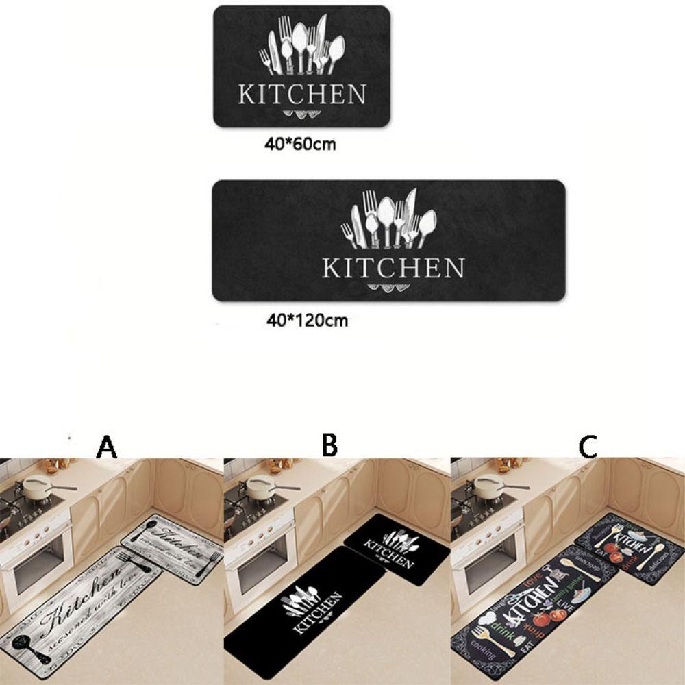 Tableware Pattern Floor Mat Dirt-resistant Doormat Kitchen Carpet Kitchen Runner Rug Entrance