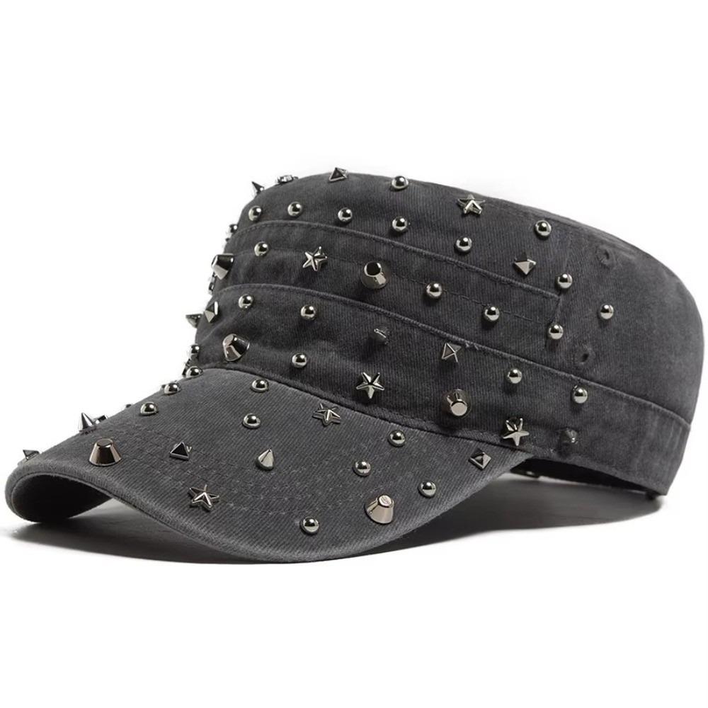 Adjustable Flat Hat Cap Rivet Design Trucker Hat Vintage Baseball Cap For Women Men