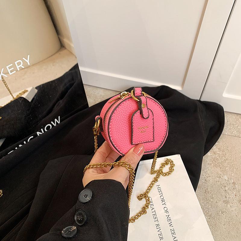 Stylish Retro Mini Round Bag For Kids And Adults With Chain Design Lightweight