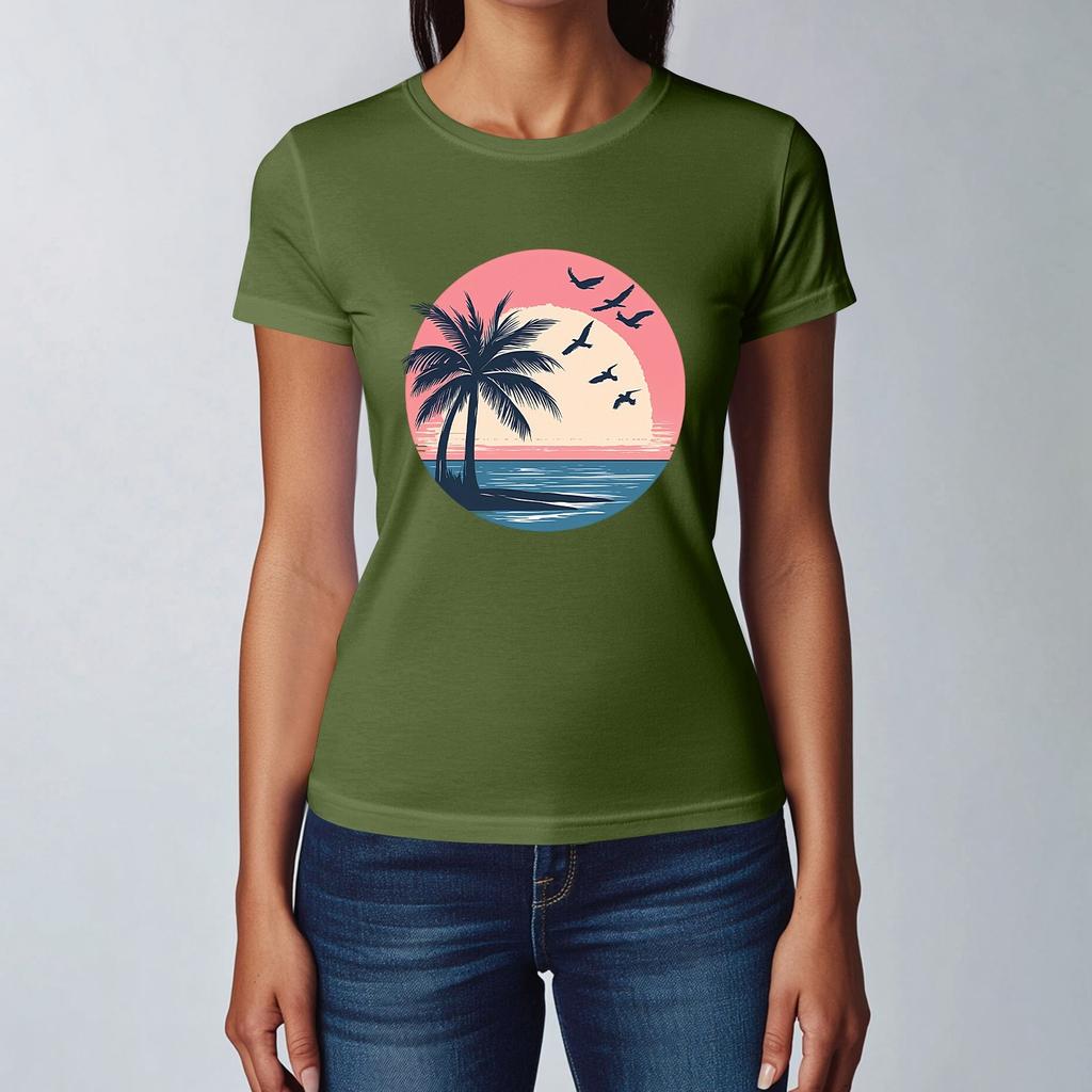 Women's Fashion Casual Printed Short Sleeve Round Neck Pullover Tops