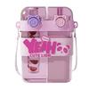Large-Capacity Kids Water Bottle with Double Drinking Cups and Straws, Cute Cartoon Sports Water Cup