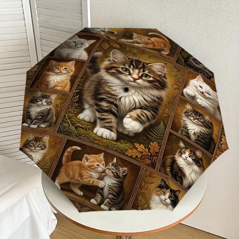 1PC cat quilt Umbrella-8-Rib Reinforced Portable Folding Travel Suitable for All Seasons Outdoor Daily Use Is an Ideal Choice -K0385