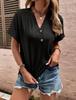Women Summer Tops Short Sleeves Solid Colors Twist Button Fashion European American Style