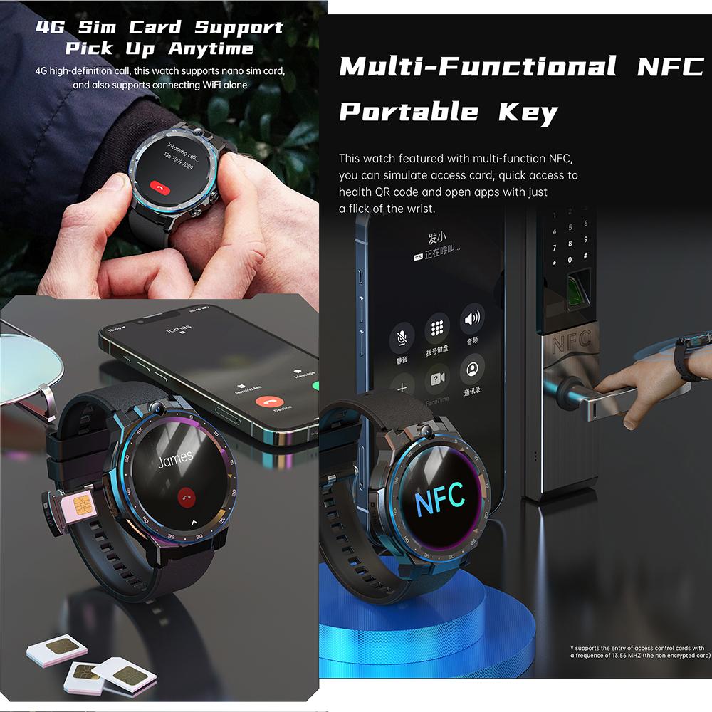 4g Gps Wifi умные часы 6 ГБ + 128 ГБ двойная камера спортивные мужские Bluetooth звонки 24 часа пульсометр умные часы женские двойная система музыка NFC