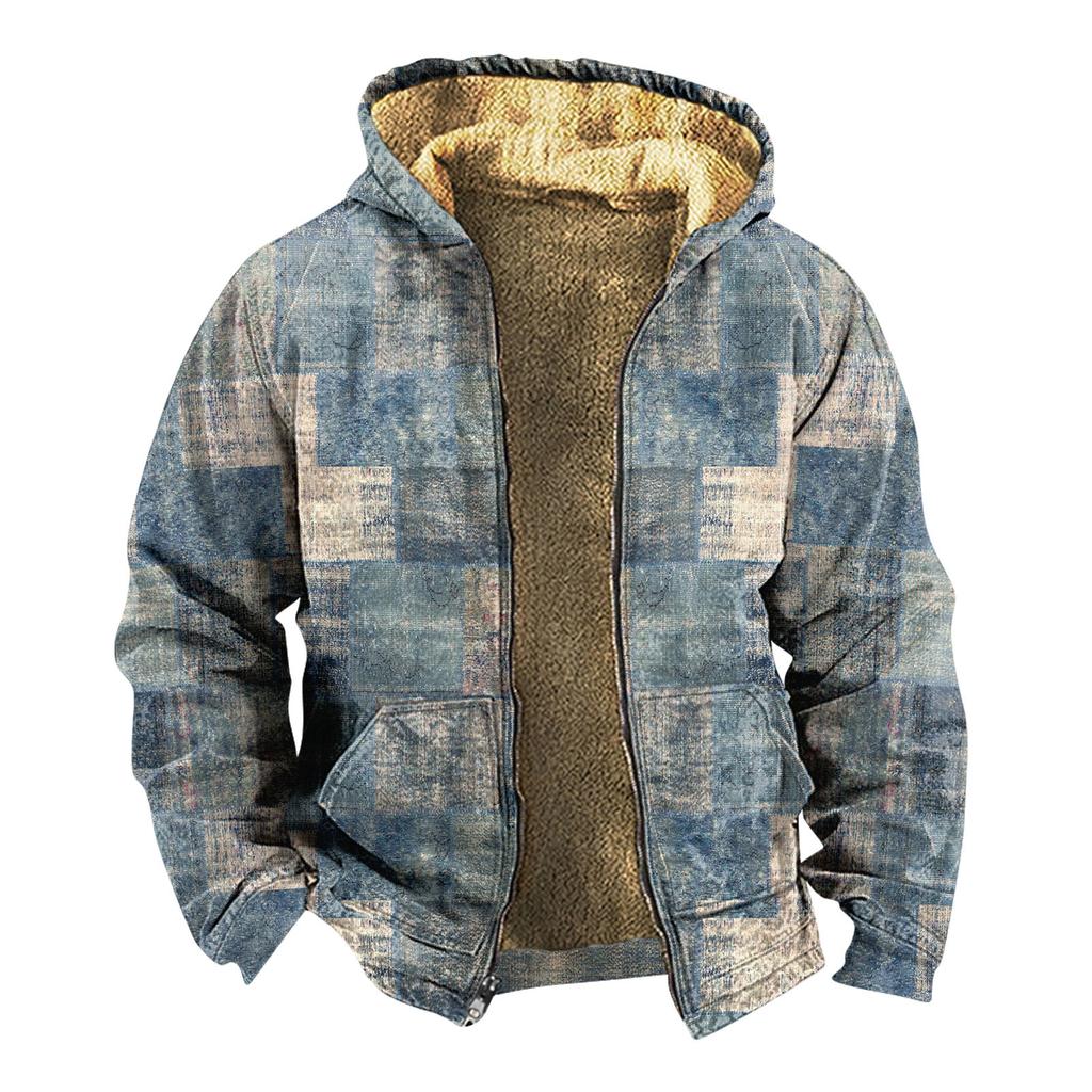 Мужской индивидуальный повседневный свитер на молнии с длинным рукавом и принтом, толстый хлопковый костюм, зимний костюм