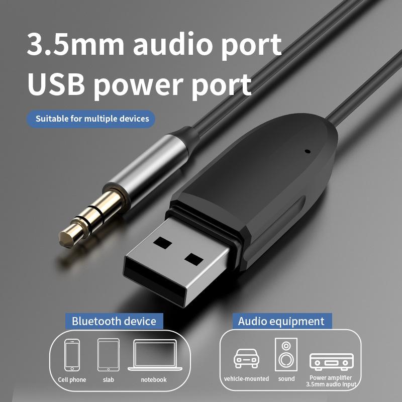 USB Bluetooth 5.4 автомобильный приемник адаптер с микрофонами и шумоподавлением, USB AUX Bluetooth приемник автомобильный комплект стерео аудио