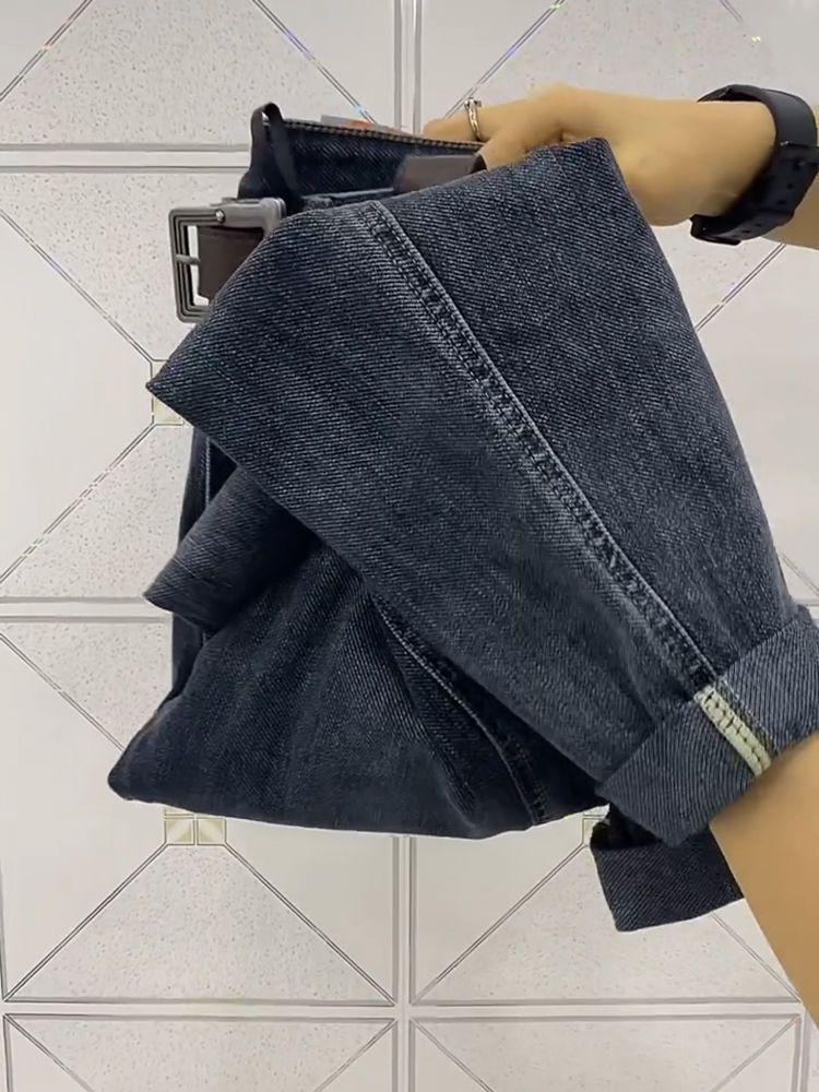 Женские джинсы больших размеров с высокой посадкой, свободного кроя, осень 2025, прямые, гаремы