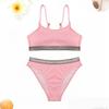 Простой модный купальник из двух частей для девочек, мягкий купальник в стиле пэчворк, танкини, купальный костюм, топ и трусы, комплект купального костюма, детский летний пляжный купальный костюм