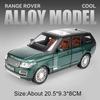 1:Масштаб 1:24 Модель автомобиля Land Rover Defender Range Rover Игрушка Металлическая литая Звук Свет Внедорожники Миниатюрные модели Подарки для мальчиков