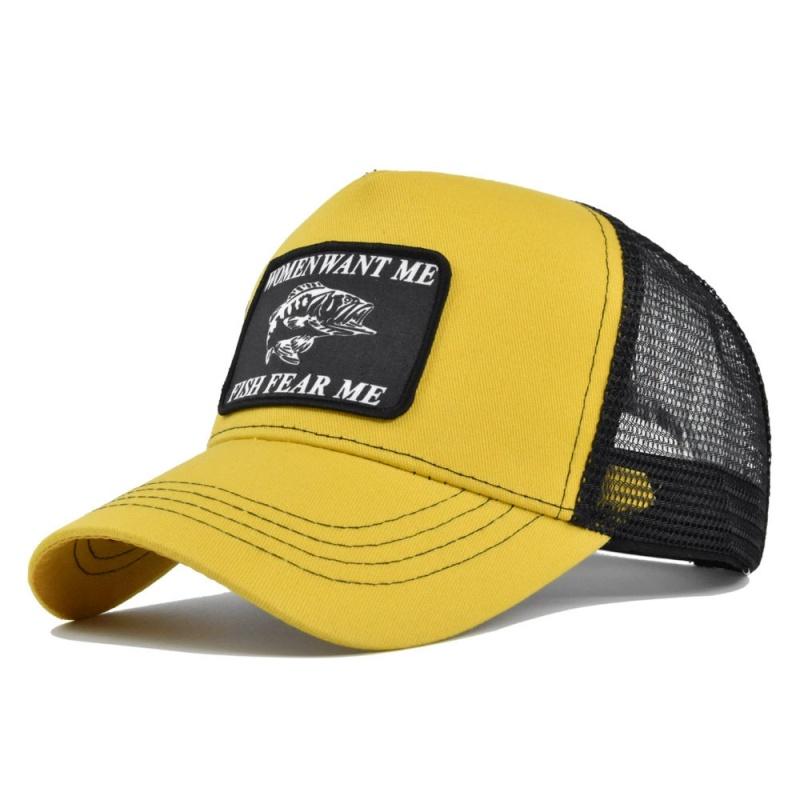Весенние мужские кепки Бейсболки для женщин Летние дышащие Snapback Сетчатые шляпы Рыба с нашивкой Вышитая кепка Тракер Повседневная шляпа от солнца