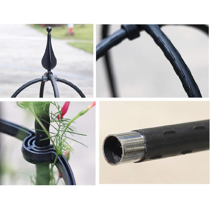 Tower Obelisk Garden Trellis, Durable Metal with Plastic Coating U-Shaped Plant Flower Support Stand Morning Glory Ivy Roses Clematis, Black