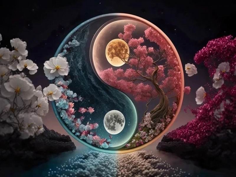 Diamond Painting New Collection 2024 Tai Chi Scenery Diy Full Square Round Drill Rhinestone Embroidery Yin Yang Sakura Tree Mosaic Cross Stitch Kits