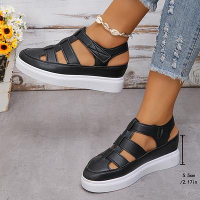 Полые повседневные туфли-лодочки для женщин, для ношения летом, новые, большого размера, на толстой подошве «бисквит», высококлассные туфли для женщин