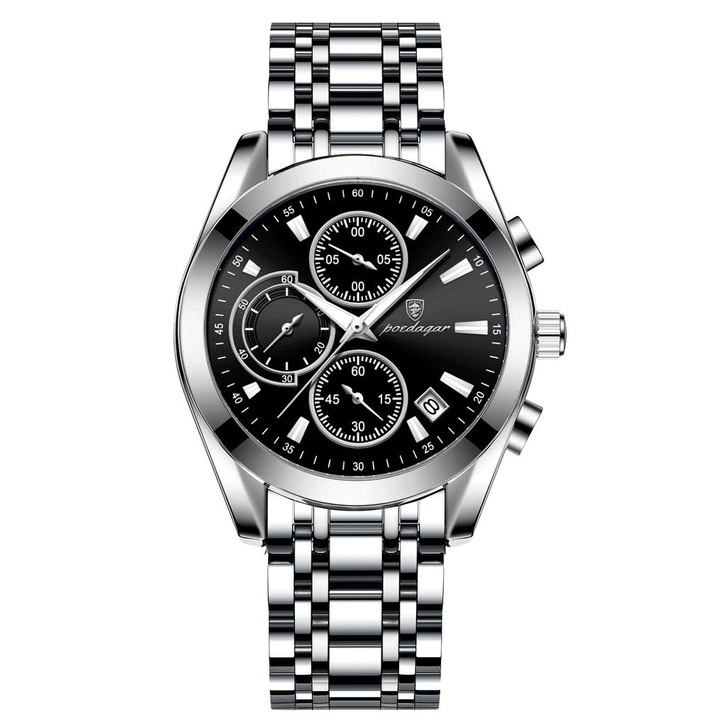 POEDAGAR Новые роскошные мужские часы высшего бренда с коробкой, светящиеся водонепроницаемые многофункциональные мужские кварцевые часы