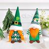 New St Patrick's Day Knitted Pointed Hat Striped Hand Green Leaf Festival Faceless Doll Rudolph
