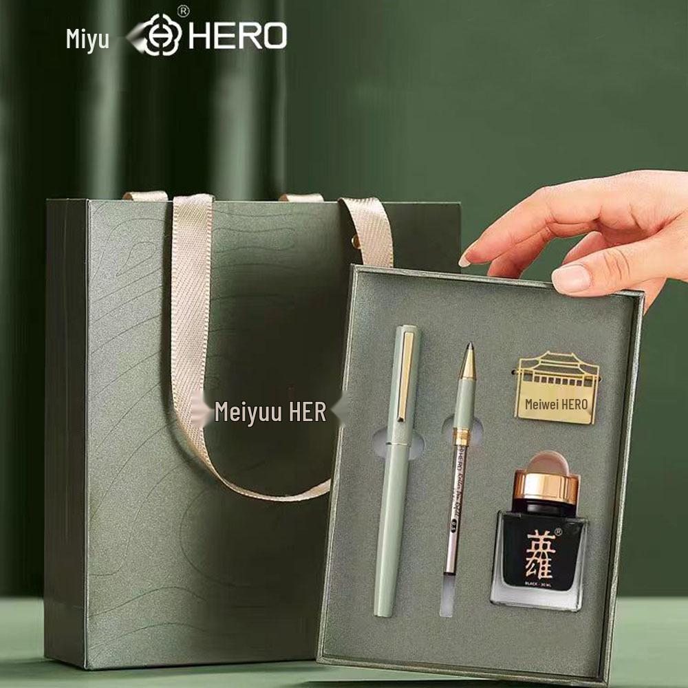Подарочный набор с перьевой ручкой Hero: Nantang, Золотое перо Iridium, Высококлассный сувенир для учителей и студентов, Идеально подходит для бизнеса или практики письма.