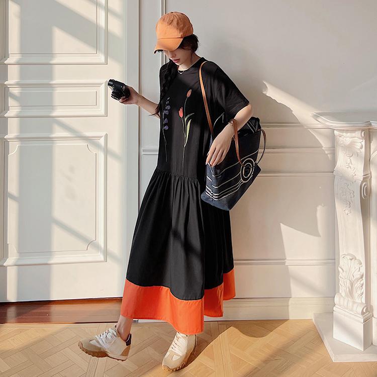 DIMANAF Женское летнее платье-рубашка больших размеров 2025 года с коротким рукавом, свободного покроя, плиссированное, длинное, свободного покроя