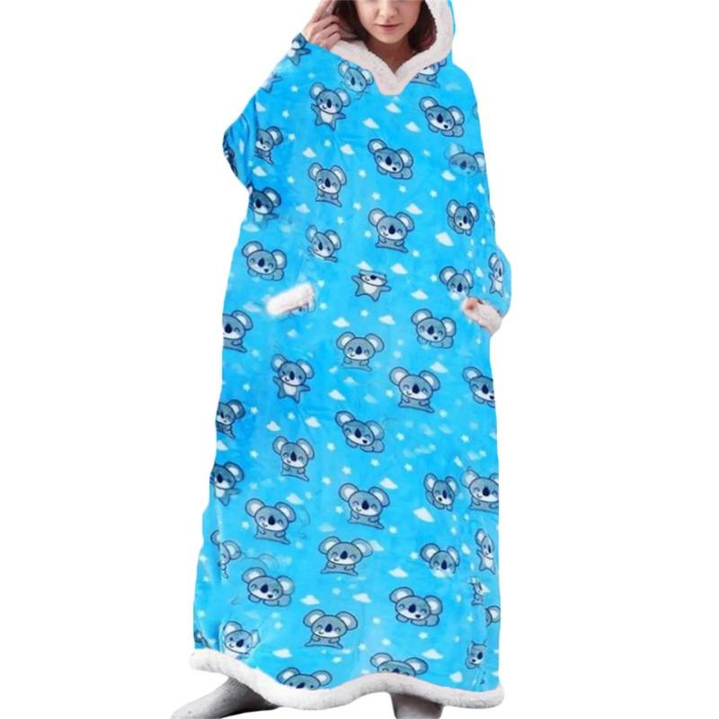 Носимое одеяло с капюшоном, одеяло с длинными рукавами, тепловой джемпер, мягкая толстовка, подарок, плюшевое одеяло с капюшоном для телевизора, зимняя женская и мужская домашняя одежда, толстовки